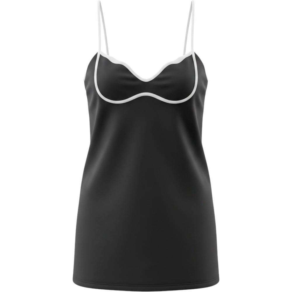 Move With You Black Athletic Tennis Dress White Piping JA22039 Womens XL